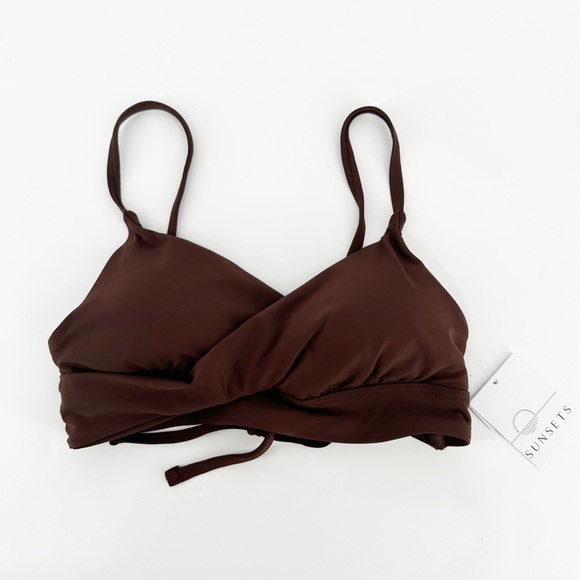 NWT Sunsets Lyla Bralette Bikini Top Tiki Brown - Picture 3 of 5